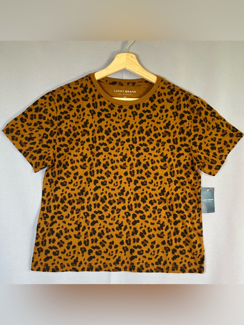 Lucky Brand Women’s szXS Cotton Leopard Print Tee Boxy Relaxed NWT